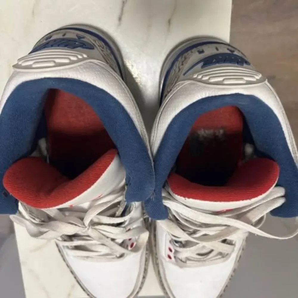 Jordan Air Jordan 3 Retro True Blue Size 11 White Leather Basketball Shoes